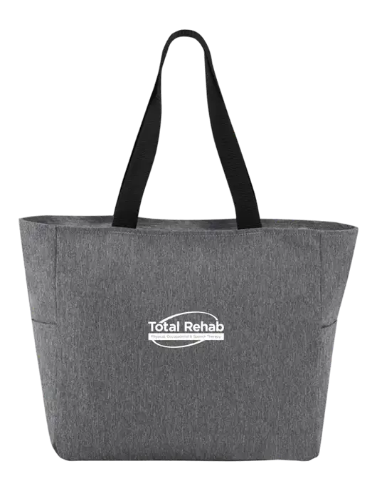 Everyday Heather Grey Zip Tote  w/Total Rehab Logo