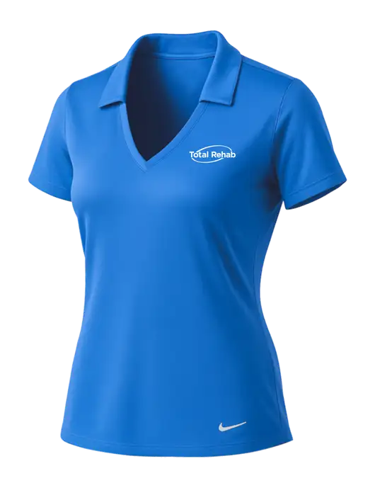 NIKE Carolina Blue Womens Dri-Fit Vertical Mesh Polo w/Total Rehab Logo