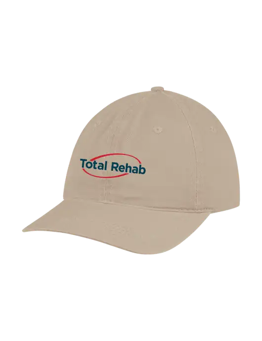 Garment Washed Unstructured Twill Tan Cap w/Total Rehab Logo