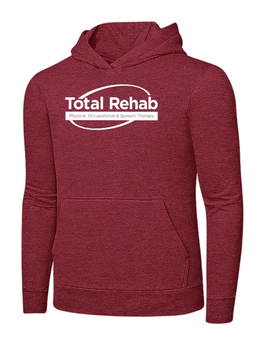Heather Red 7.8 oz Ring Spun Hooded Sweatshirt w/Total Rehab Logo