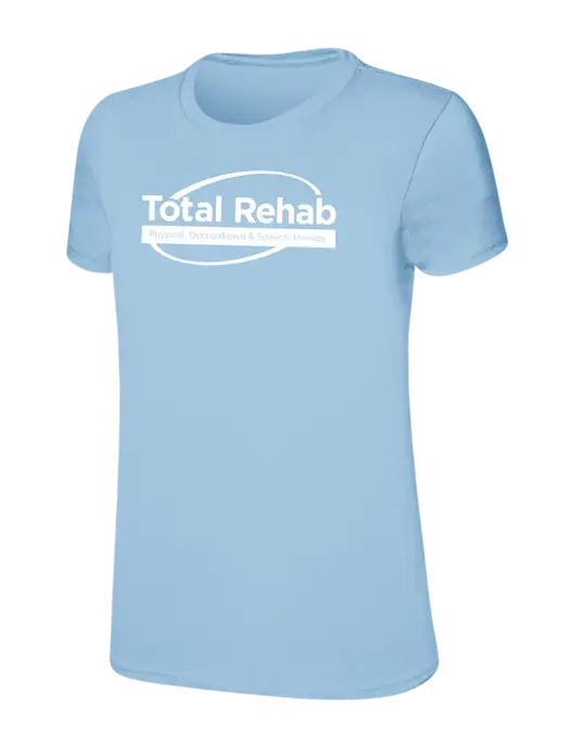 Womens Ring Spun Light Blue 4.5 oz T-Shirt w/Total Rehab Logo