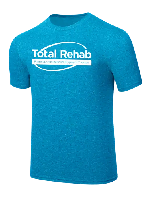 Simply Soft Sapphire Blue Frost 4.5oz  Poly/Combed Ring Spun Cotton T-Shirt w/Total Rehab Logo