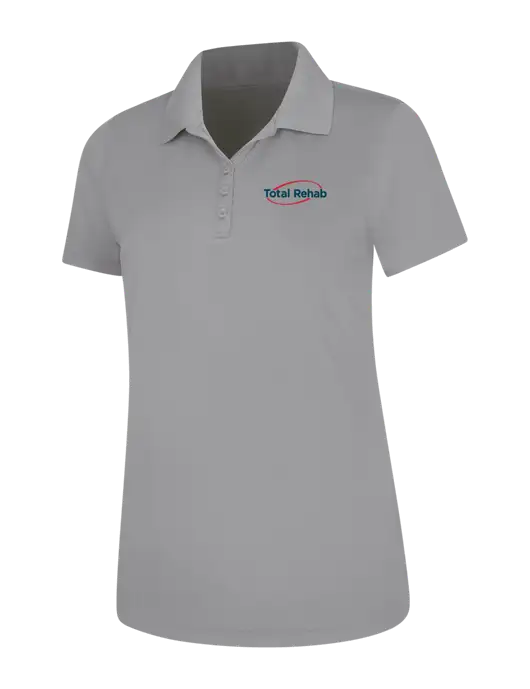 Light Grey Womens Dry Zone UV Mesh Polo w/Total Rehab Logo