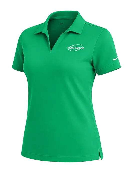 NIKE Kelly Green Womens Dri-Fit Micro Pique Polo w/Total Rehab Logo