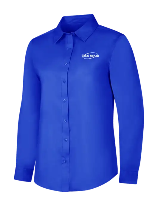 Womens Long Sleeve Dark Royal Superpro React Twill Shirt w/Total Rehab Logo