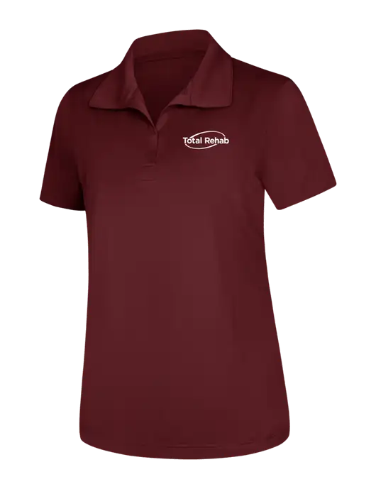 Womens Maroon Micropique Sport-Wick Polo w/Total Rehab Logo