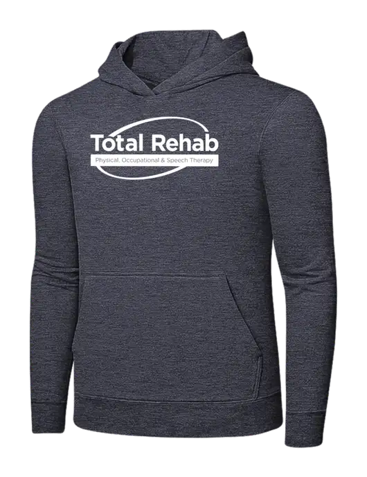 Heather Navy 7.8 oz Ring Spun Hooded Sweatshirt w/Total Rehab Logo