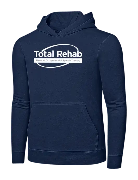 Navy 7.8 oz Ring Spun Hooded Sweatshirt w/Total Rehab Logo