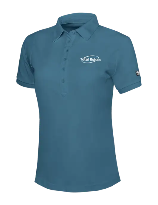 OGIO Womens Light Slate Blue Jewel Polo w/Total Rehab Logo