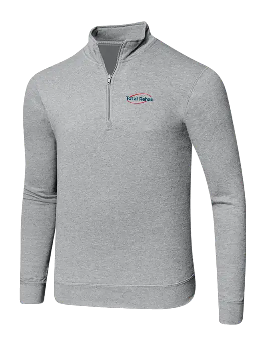 Light Heather Grey 8.5 oz Ring Spun 1/4 Zip Pullover Sweatshirt w/Total Rehab Logo