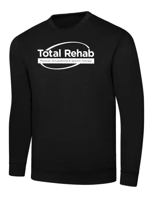 Black 7.8 oz Ring Spun Crew Sweatshirt w/Total Rehab Logo