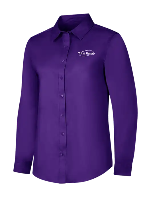 Purple Womens Long Sleeve Superpro React Twill Shirt w/Total Rehab Logo