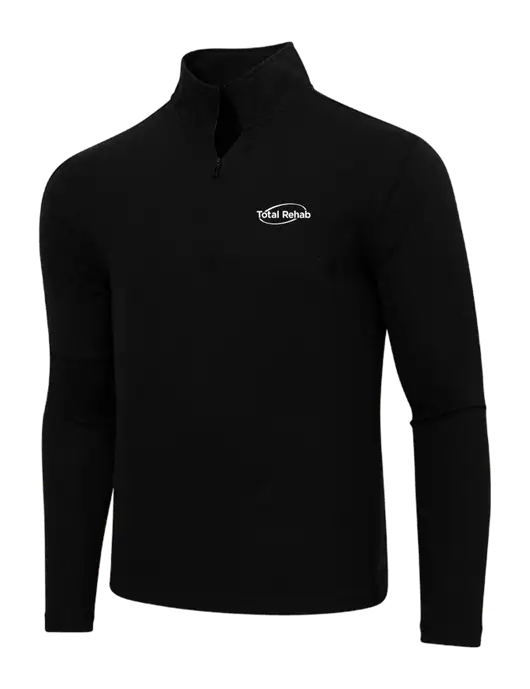 Adidas  Black Melange 3 Stripes Quarter Zip Sweater w/Total Rehab Logo