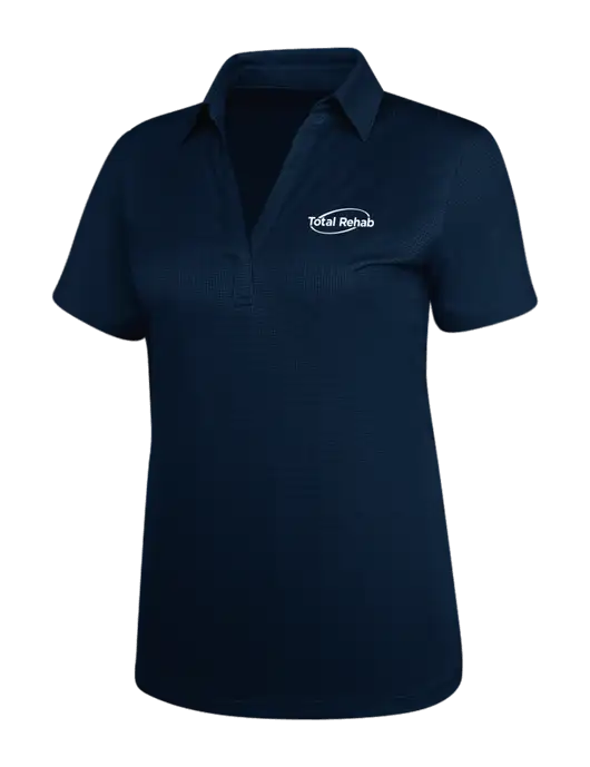Navy Womens Performance Fine Jacquard Polo w/Total Rehab Logo