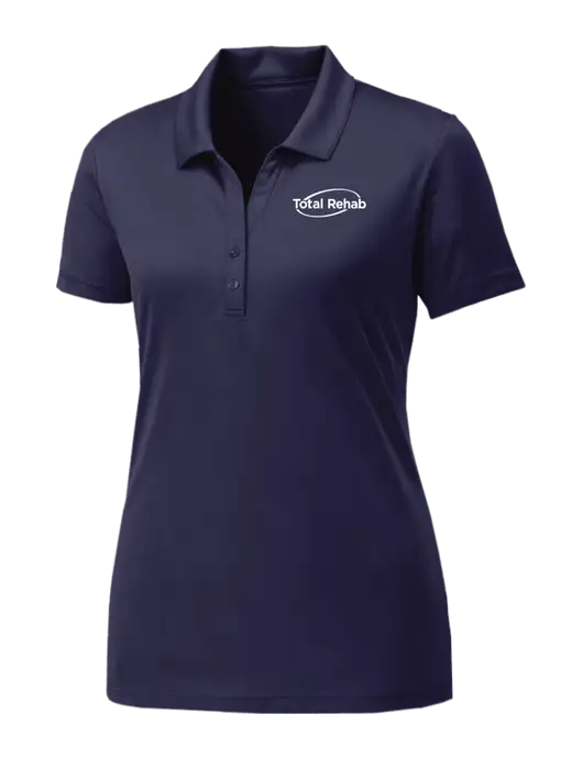 Womens Navy PosiCharge Competitor Polo w/Total Rehab Logo