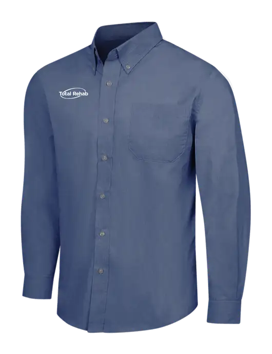Light Navy Crosshatch Easy Care Shirt w/Total Rehab Logo