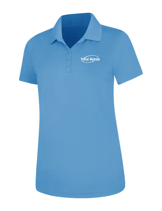 Carolina Blue Womens Dry Zone UV Mesh Polo w/Total Rehab Logo