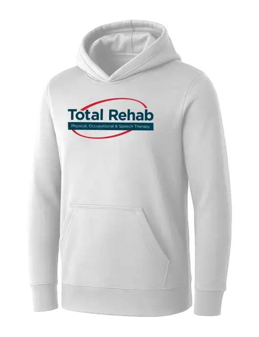Womens White Core Fleece Pullover Hooded Sweatshirt w/Total Rehab Logo
