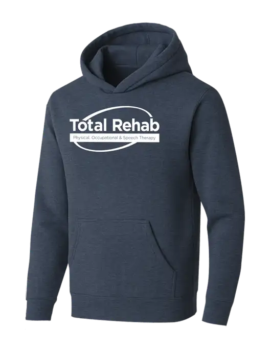 BELLA+CANVAS Heather Navy Sponge Fleece Pullover Hoodie w/Total Rehab Logo