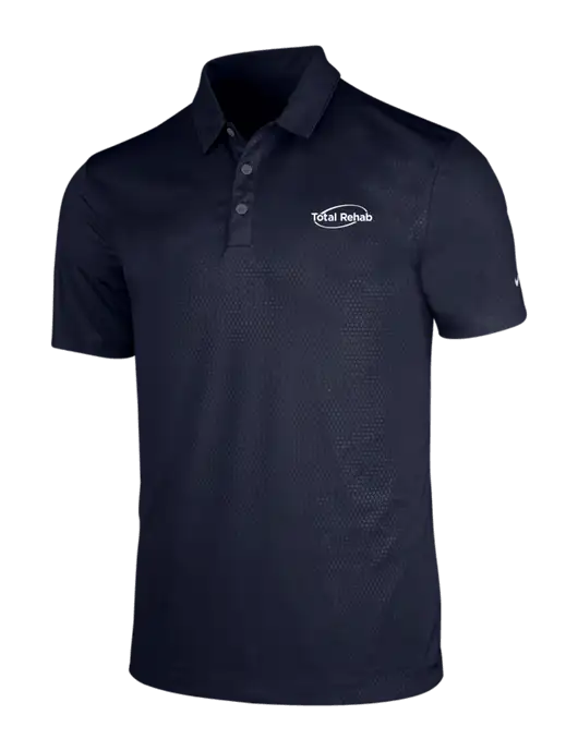 NIKE Dark Navy Dri-Fit Embossed Tri-Blade Polo w/Total Rehab Logo