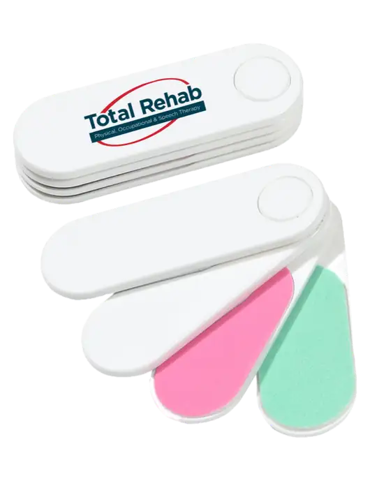 White Folding Nail Files & Buffer w/Total Rehab Logo