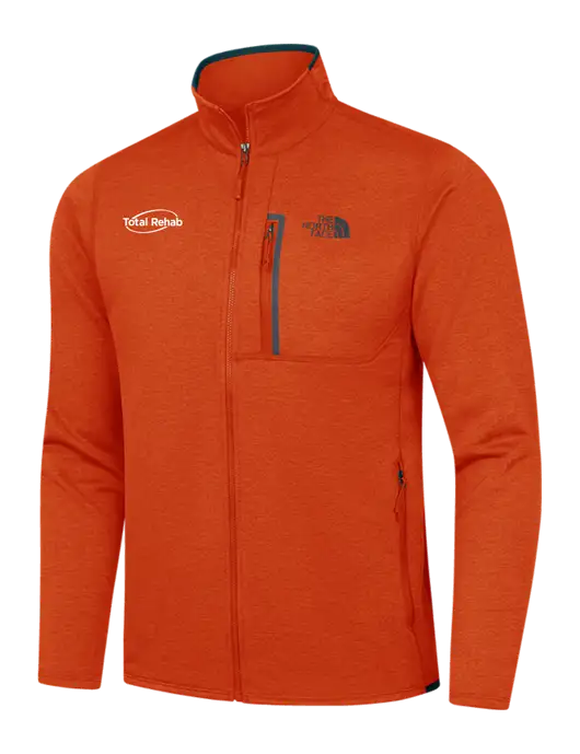 North Face Orange Heather/Navy Skyline Full-Zip Fleece Jacket w/Total Rehab Logo