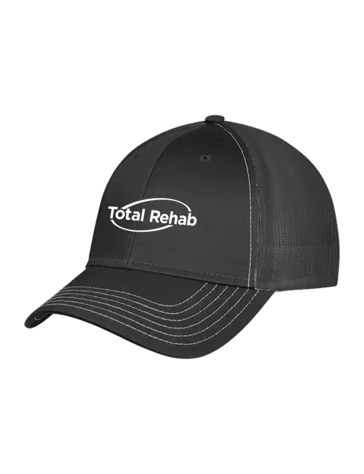 Charcoal Grey Mesh Trucker Cap Snap Back w/Total Rehab Logo