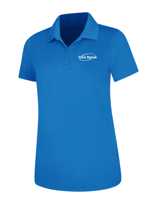 Light Royal Blue Womens Dry Zone UV Mesh Polo w/Total Rehab Logo