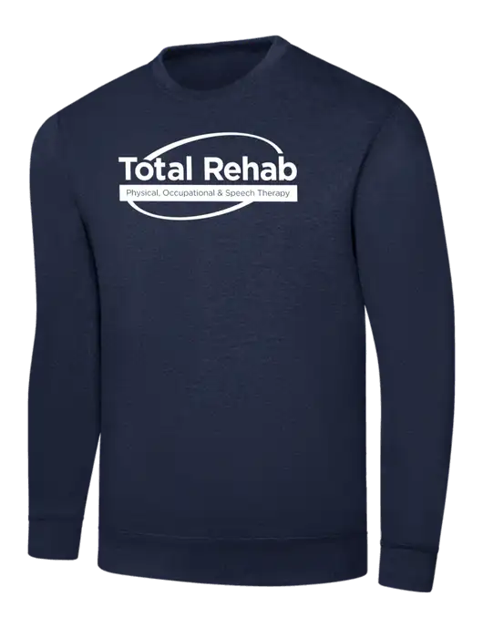 Navy 7.8 oz Ring Spun Crew Sweatshirt w/Total Rehab Logo