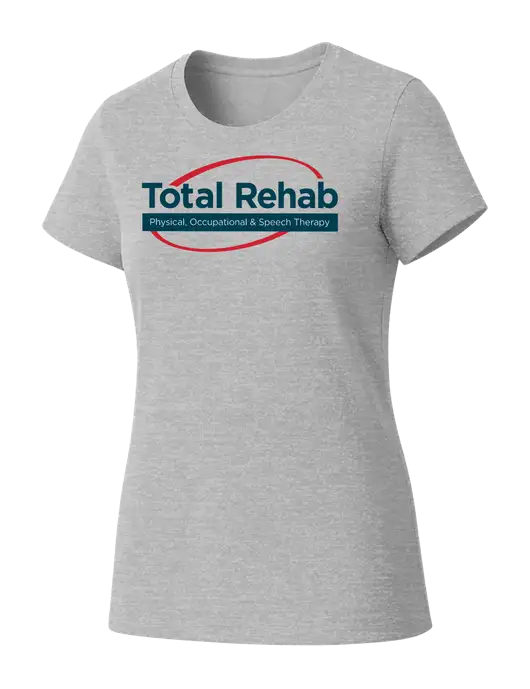 Womens Seriously Soft Light Heathered Grey T-Shirt w/Total Rehab Logo