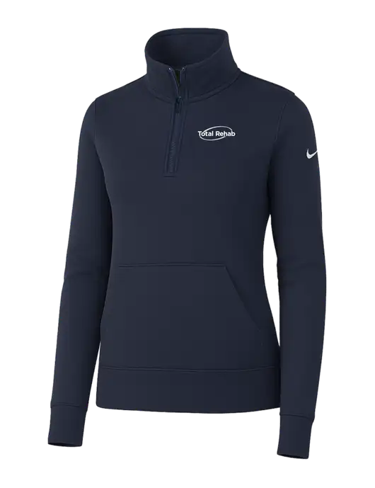 Nike Womens Dark Navy Club Fleece Sleeve Swoosh 1/2-Zip w/Total Rehab Logo