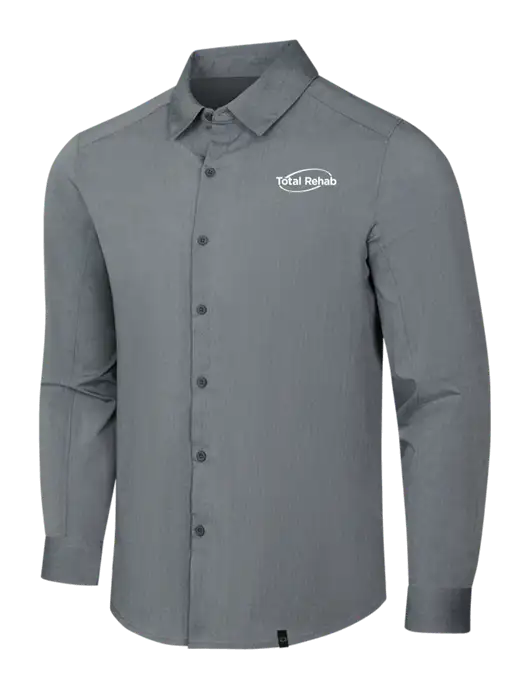 OGIO Medium Grey Heather Commuter Woven Shirt w/Total Rehab Logo