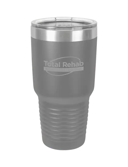 Polar Camel 30 oz Powder Coated Grey Vacuum Insulated Tumbler w/Total Rehab Logo