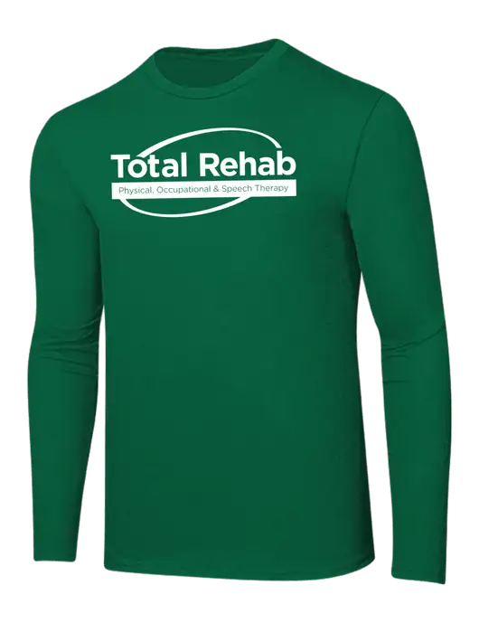Ring Spun Kelly Green 4.5 oz Long Sleeve T-Shirt w/Total Rehab Logo