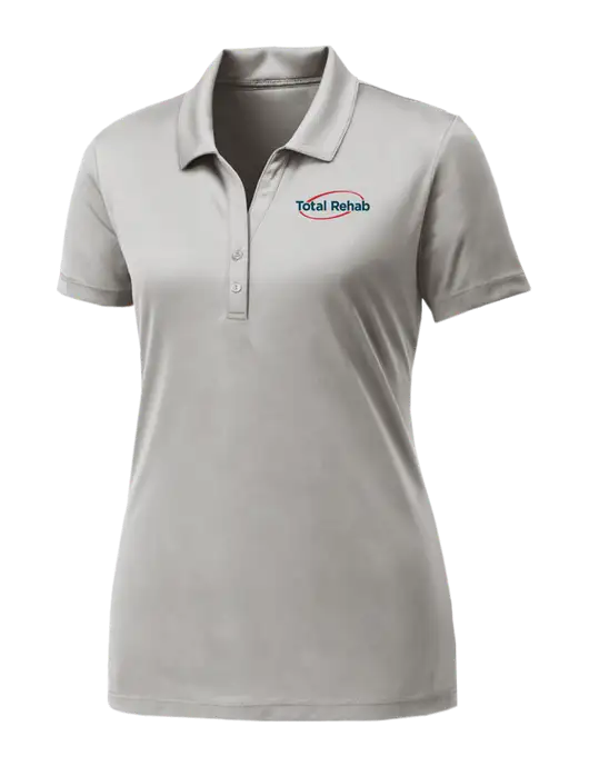 Womens Very Light Grey PosiCharge Competitor Polo w/Total Rehab Logo