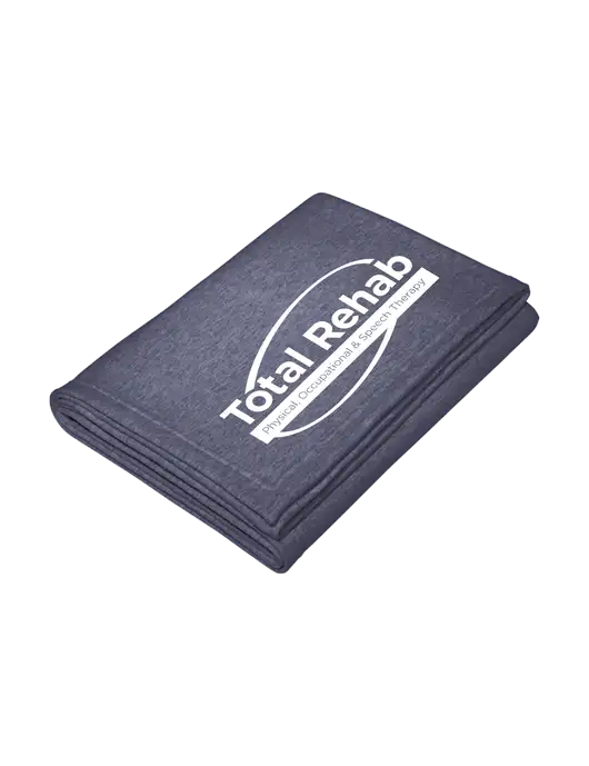 Core Heather Navy Fleece Sweatshirt Blanket w/Total Rehab Logo