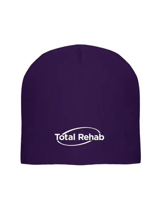 Solid Purple Element Knit Beanie w/Total Rehab Logo