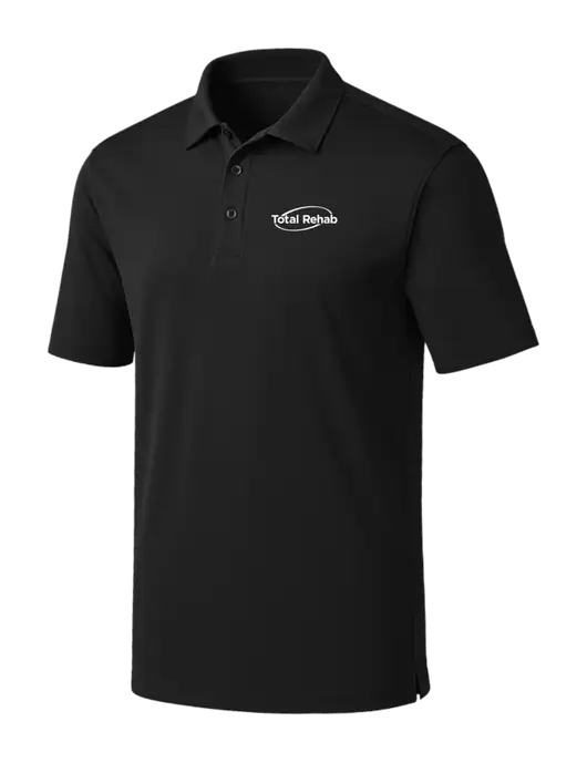 Black Silk Touch Performance Polo w/Total Rehab Logo