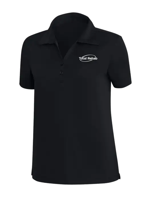 TravisMathew Black Womens Coto Performance Polo w/Total Rehab Logo
