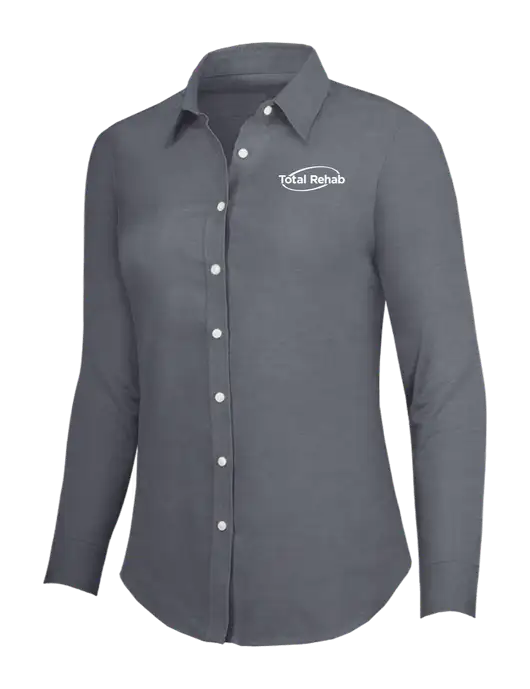 Dark Grey Womens SuperPro Oxford Shirt w/Total Rehab Logo