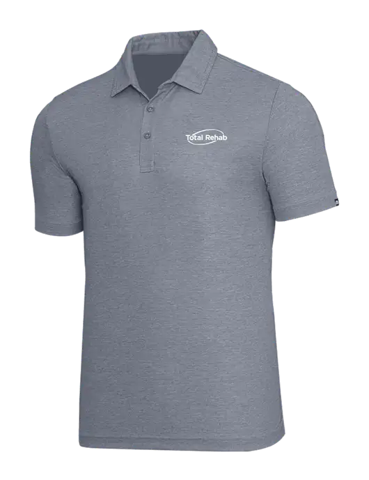 TravisMathew Navy Heather Oceanside Polo w/Total Rehab Logo