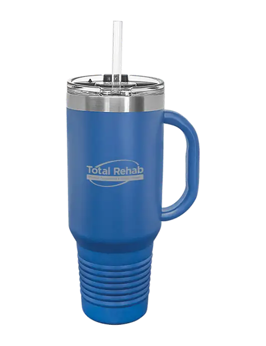 Polar Camel 40 oz. Powder Coated Vacuum Insulated Royal Travel Mug with Straw w/Total Rehab Logo