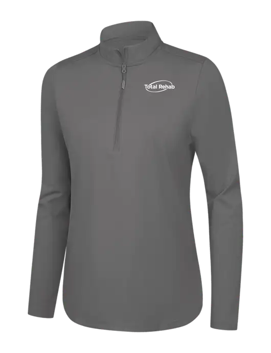  Womens Dark Medium Grey C-FREE Double Knit 1/4-Zip w/Total Rehab Logo