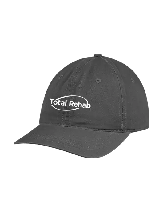 Garment Washed Unstructured Twill Charcoal Cap w/Total Rehab Logo
