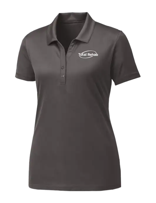 Womens Dark Grey PosiCharge Competitor Polo w/Total Rehab Logo