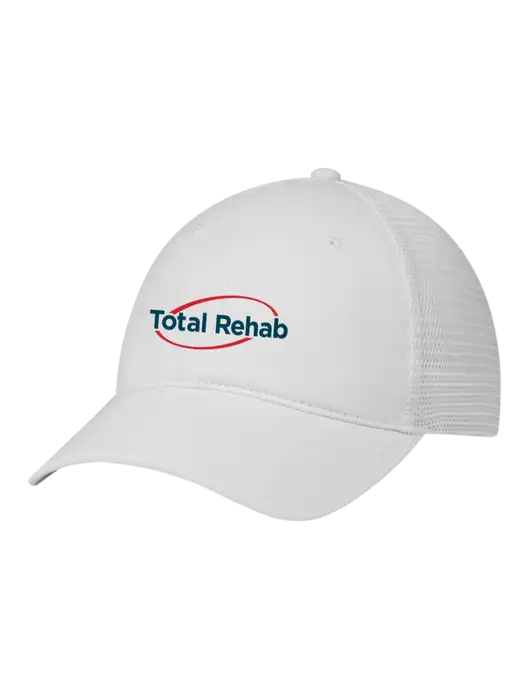 Richardson 111 Garment Washed Trucker Cap White w/White Mesh w/Total Rehab Logo