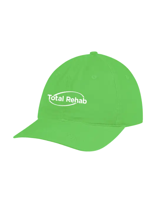 Garment Washed Unstructured Twill Light Green Cap w/Total Rehab Logo