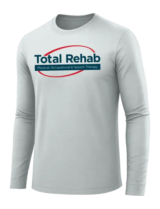 Long Sleeve Light Grey PosiCharge Competitor Tee w/Total Rehab Logo