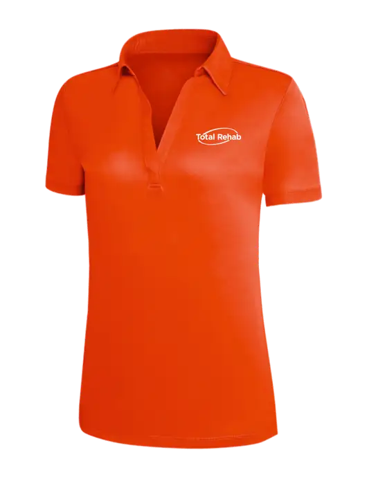 Orange Silk Touch Womens Performance Polo w/Total Rehab Logo