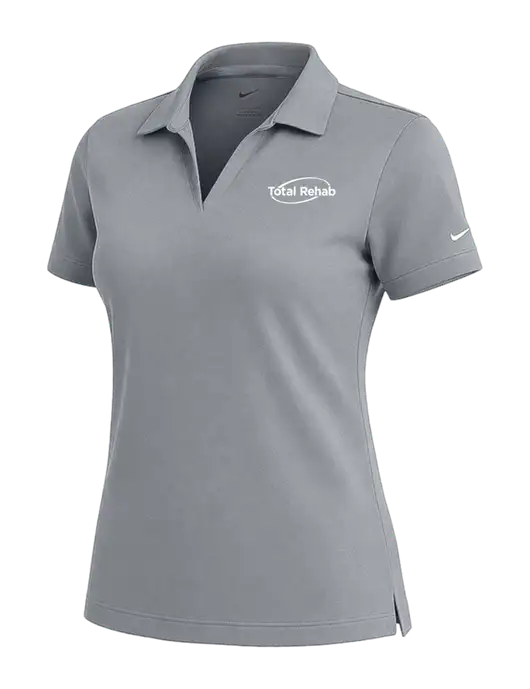 NIKE Medium Grey Womens Dri-Fit Micro Pique Polo w/Total Rehab Logo